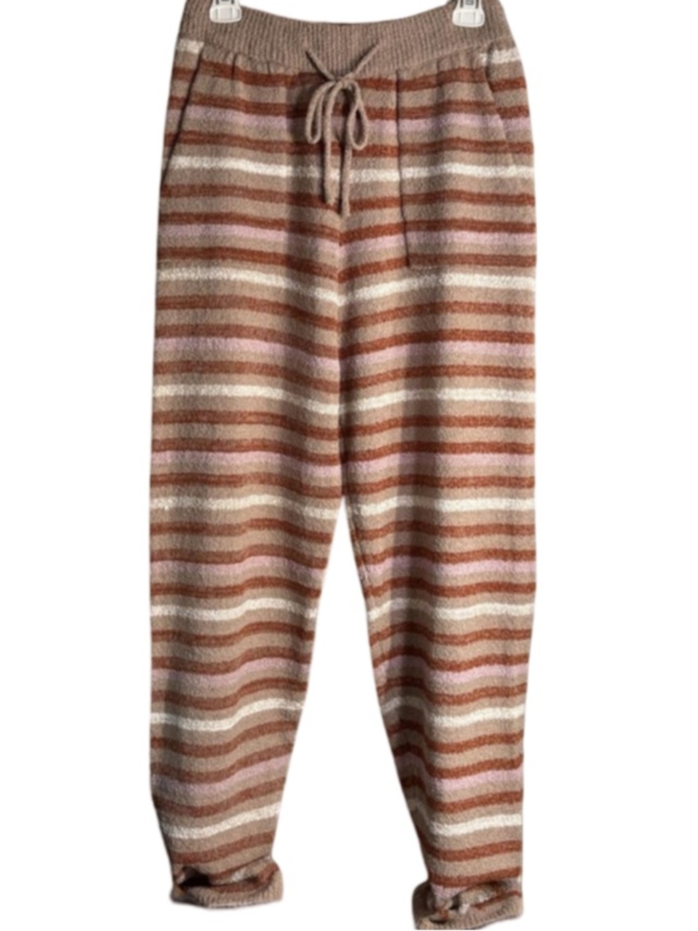 NEW Free People Beach Striped Knit Pants in Cream, Tan & Rust